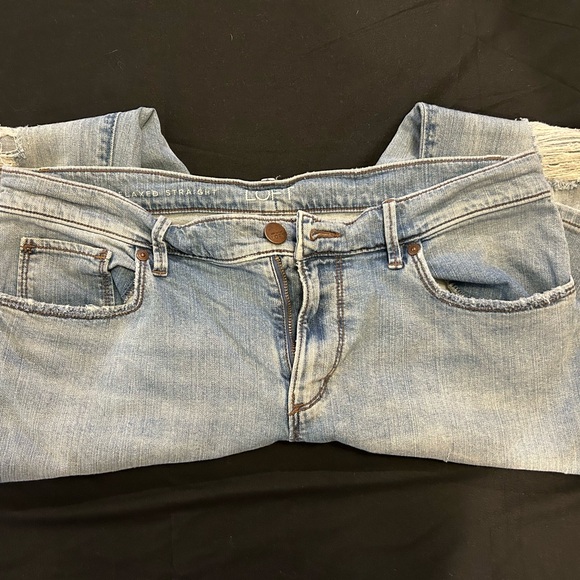 LOFT Light Blue Distressed Straight Leg Jeans - Picture 4 of 5
